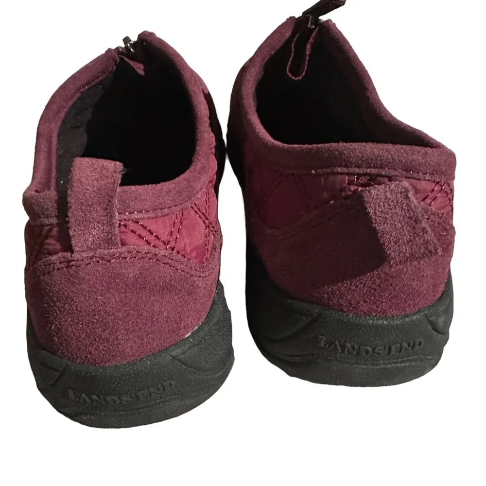 ❄️ Lands’ End slip-on shoe fleece lined Maroon Size 8.5 - Picture 2 of 15